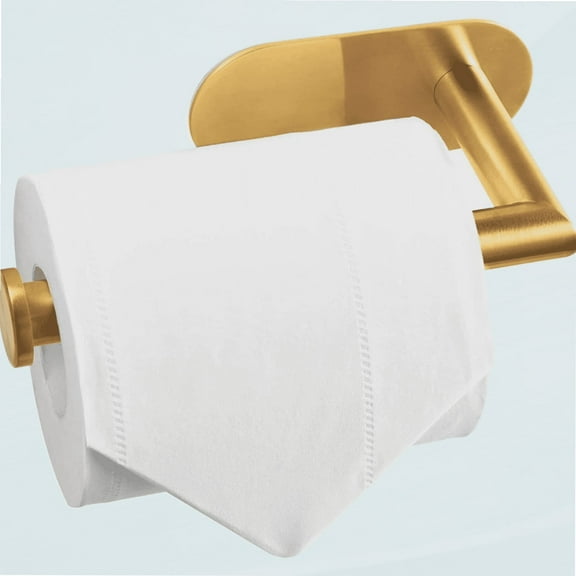 Gold Toilet Paper Holder Adhesive, Stainless Steel Self Adhesive Toilet Paper Roll Holder for Bathroom