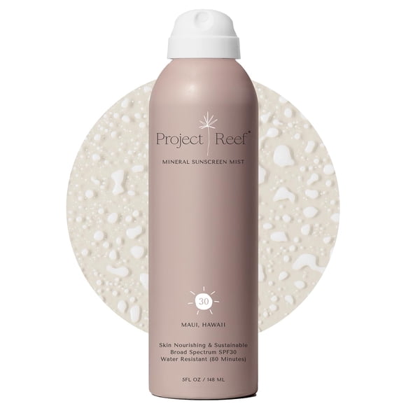 Project Reef SPF 30 Spray protector solar mineral – Bloqueador solar de zinc para arrecifes sin aerosol con ingredientes naturales, sin protector solar blanco para todo tipo de piel
