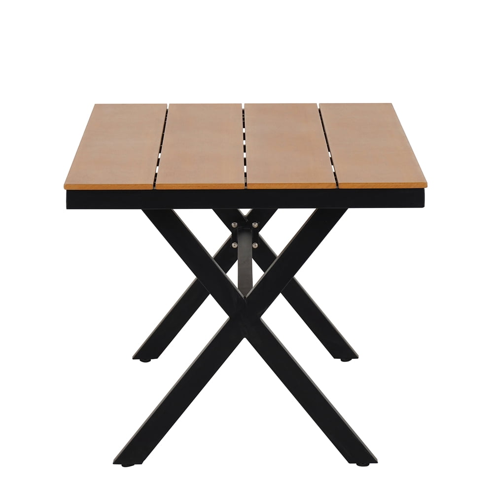 5 Pieces Outdoor Patio Dining Set, Outdoor Contemporary Acacia Wood Table and Chairs Set for Garden & Poolside, Yellow