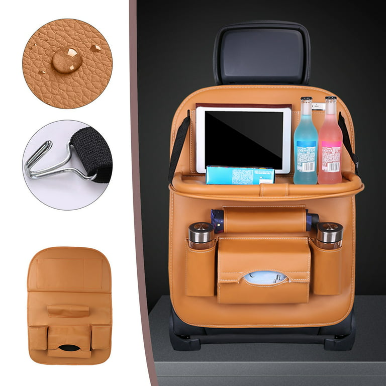 Buy CARMATE Universal PU Leather Auto Car Seat Back Organizer with Foldable  Dining Table Tray, Multipocket Storage Tablet, Bottle and Tissue Paper  Holder (Coffee) Online at Best Prices in India - JioMart.