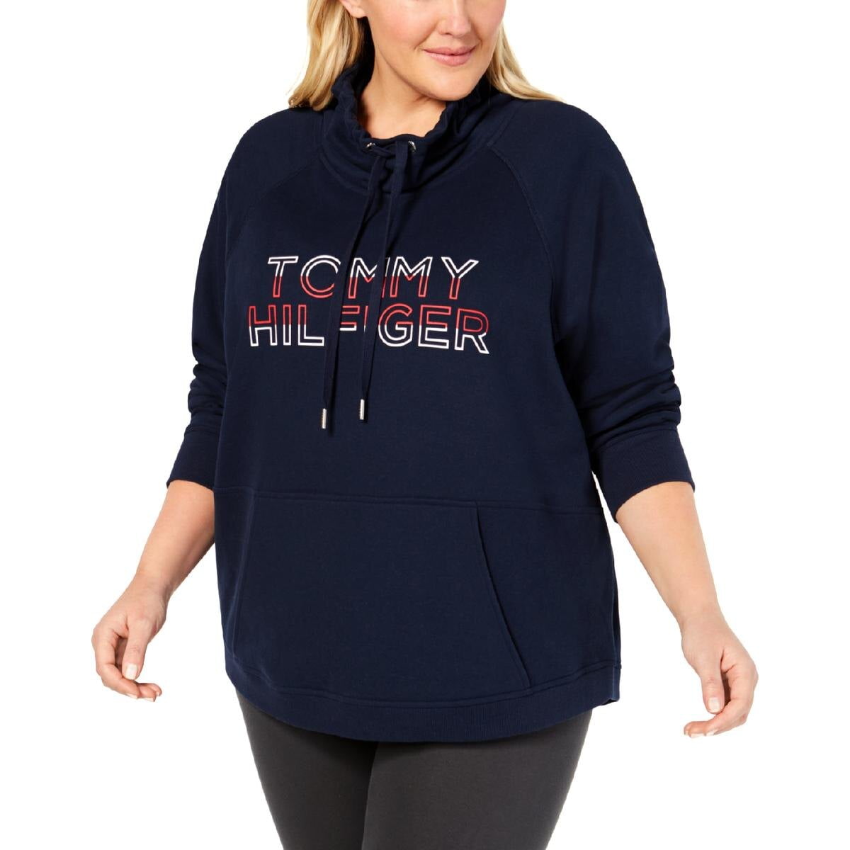 Tommy Hilfiger | Plus Size Funnel-Neck Logo Sweatshirt Blue | Size 1X Plus - Walmart.com