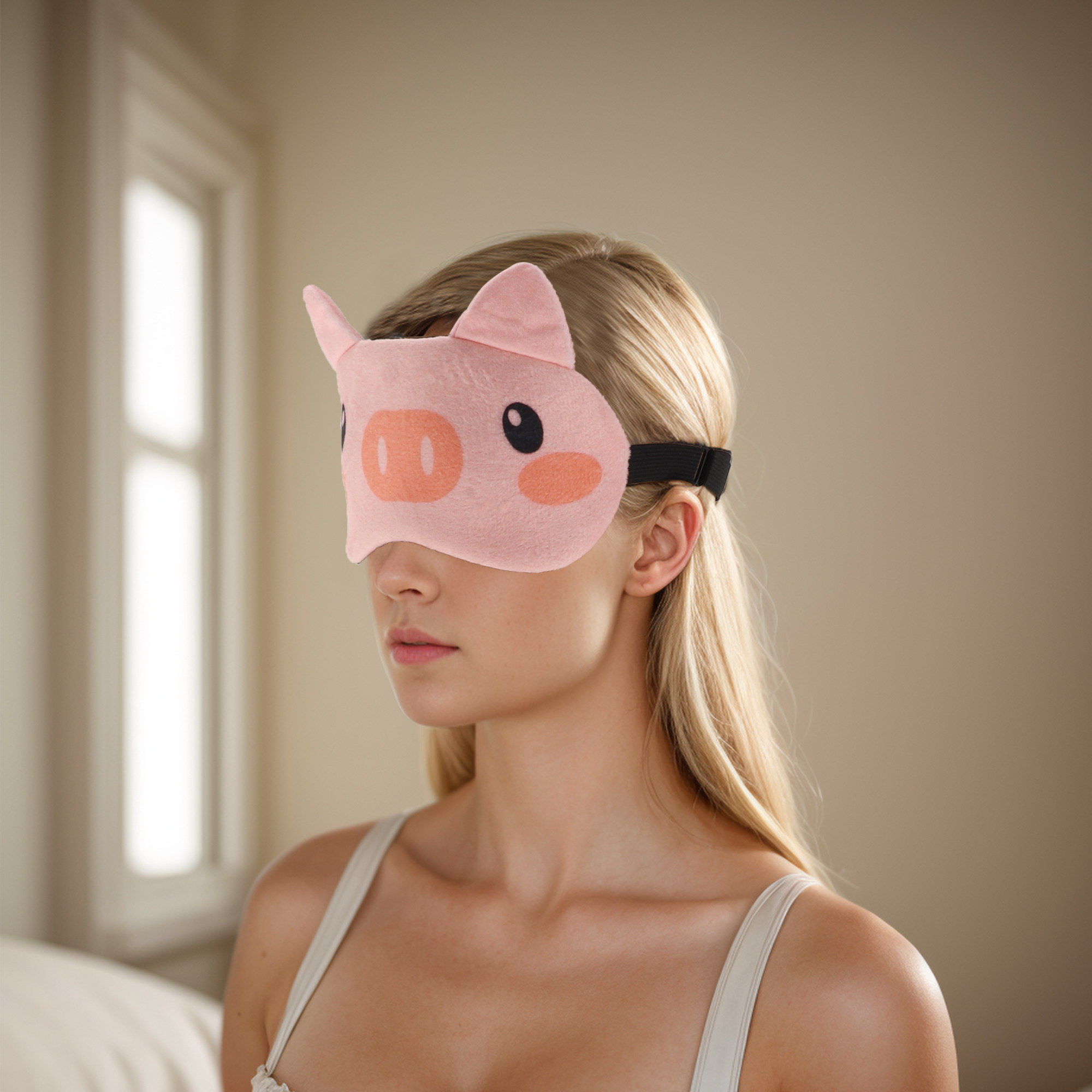Unique Bargains Soft Shy Pig Eyes Sleep Mask Pink Comfortable Eye Cover for Sleep