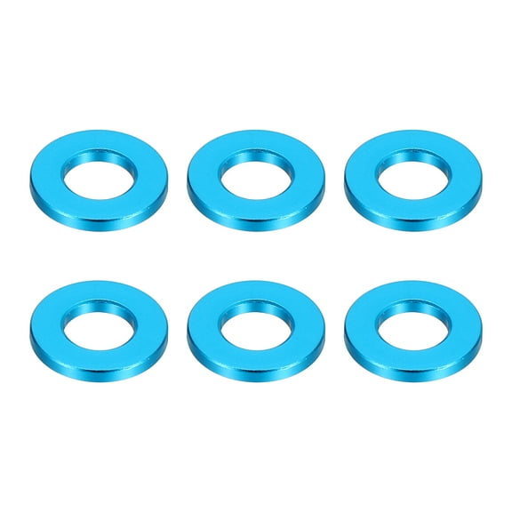 M8 Aluminum Spacers, 6 Pcs Metal Spacers Aluminum 8.2mm ID x 16mm OD x 2mm L Aluminum Spacer Screw Standoff, Blue