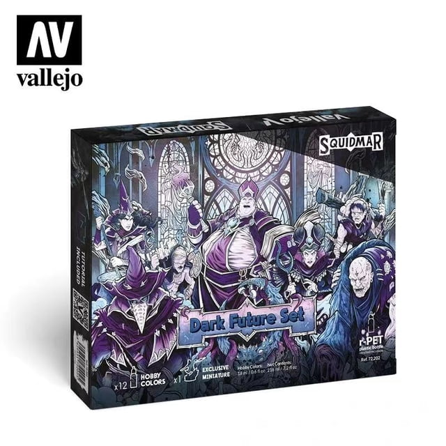 Vallejo Squidmar Dark Future Paint Set (72.202) – 12x18ml Acrylic Paints + Exclusive Miniature & Tutorial for Miniature Model Painting