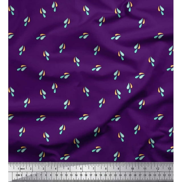 Soimoi Purple Poly Georgette Fabric Colourful Water Drops Nature Print Fabric by the Yard 52 Inch Wide