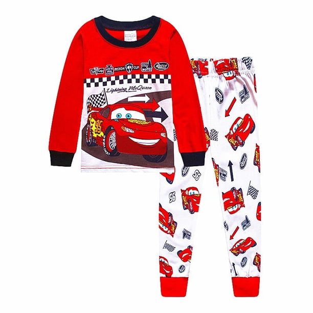 Pijamas para niños Traje Spiderman Algodón Impresión Dibujos animados Coche Hogar Niños Ropa Manga larga + Pantalones 2-7T Envío gratis2T (90 CM) zhangmengya CONDUJO