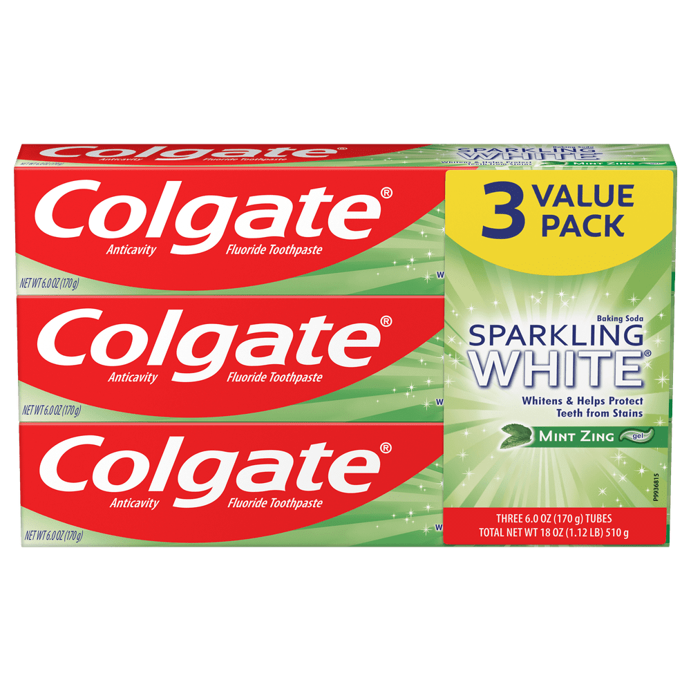 Colgate Sparkling White Mint Zing 6 oz. Toothpaste, 3 Pack Walmart