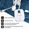 thumbnail image 4 of Electric Blanket King Size, Sherpa Flannel Heated Throw with Dual Control, 10 Heat Settings, Machine Washable 100"x90" Navy, 4 of 6