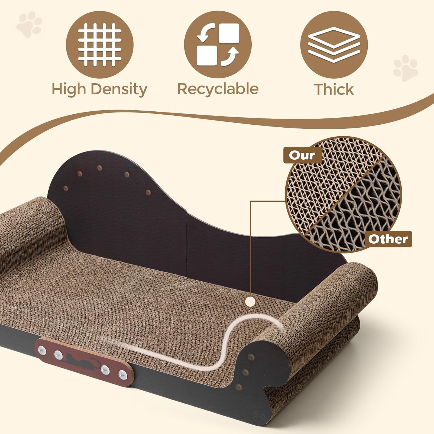 Cat Scratcher Bed,Cat Scratching Board Cat Couch Scratcher Cardboard, Durable Scratch Lounge Cat Bed,Long Lasting Scartching Pads for Indoor Cats,Corrugated Pet Scratcher Pad