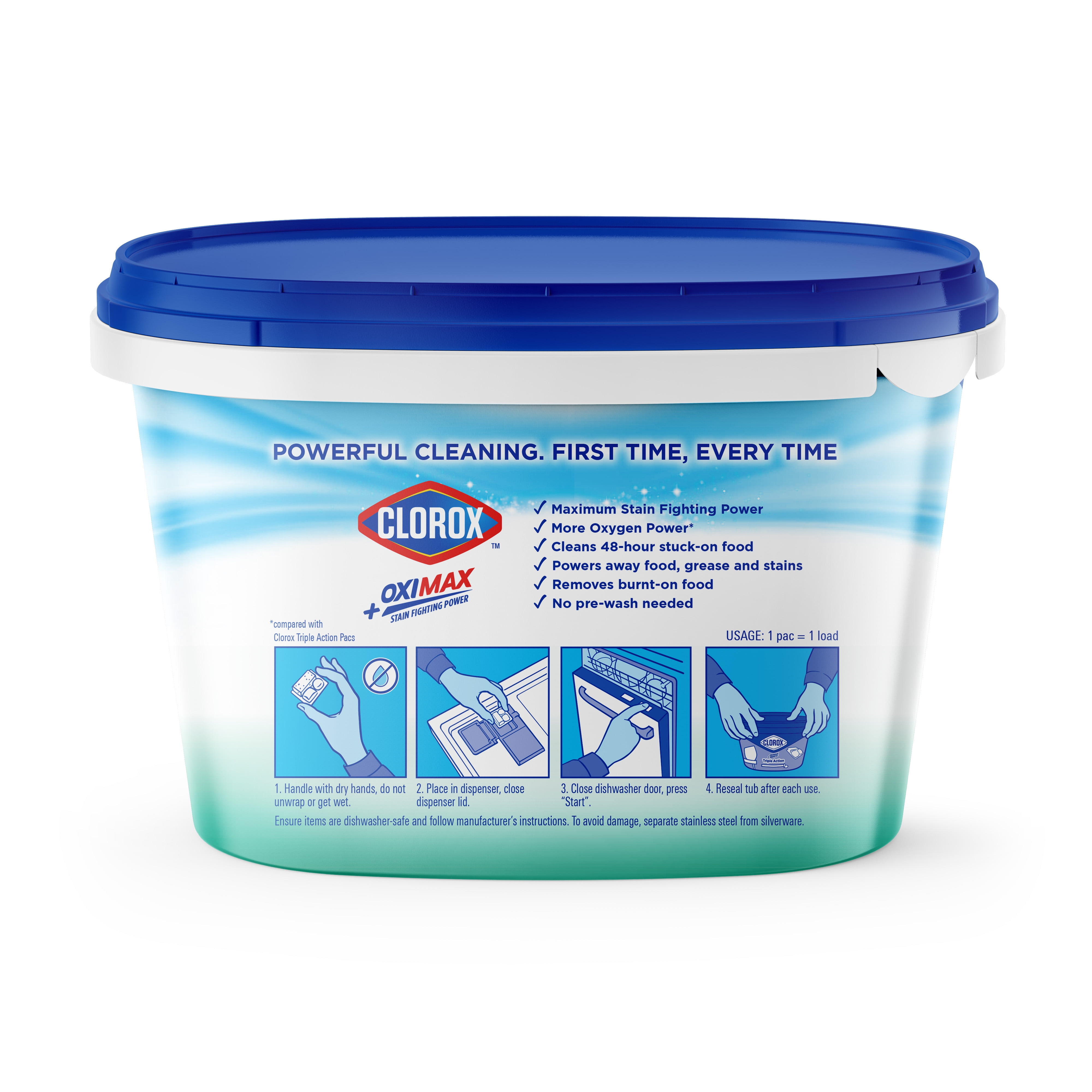 (2 pack) Clorox Triple Action + Oximax Dishwasher Detergent Pacs Lemon 41CT