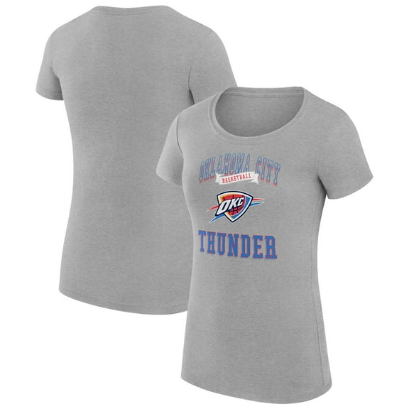 Women's G-III 4Her by Carl Banks Heather Gray Oklahoma City Thunder Super-Slim Fit Lightweight Team Logo T-Shirt