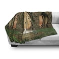 thumbnail image 3 of Fountain Soft Flannel Fleece Blanket, Garden of a Dreamy Castle with Ivy Roses on Stone Walls and Streaming Fount, Cozy Plush for Indoor and Outdoor Use, 50" x 70", Fawn Multicolor, by Ambesonne, 3 of 6