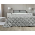 thumbnail image 1 of Grey and White Comforter & Sham Bedding Set, Boho Style Greyscale Flower Motifs with Eastern Art Inspiration, 3 pcs Duvet Set Microfiber Filling Quilt, 5 Sizes, Charcoal Grey and White, by Ambesonne, 1 of 4
