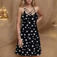 thumbnail image 2 of Galaxy Print Dress for Women Summer Sleeveless Casual A Line Tank Sundress Criss Cross V Neck Mini Dress, 2 of 5