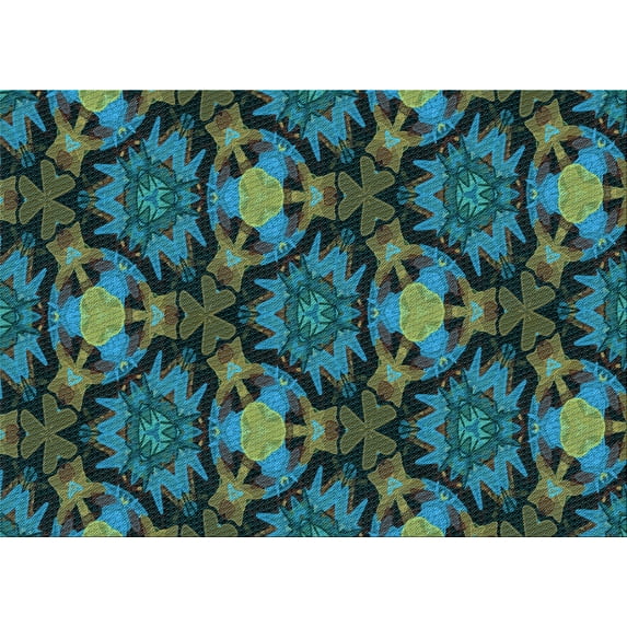 Ahgly Company Machine Washable Indoor Rectangle Transitional Deep-Sea Green Area Rugs, 8' x 12'