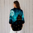 thumbnail image 2 of Nyfairy Plus Size Women's Halloween Print Long Sleeve Button Down Casual Shirt, 2 of 5