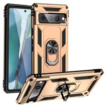 Feishell Hybrid Armor Phone Case for Google Pixel 7 Pro,Military Grade Shockproof 360 Rotatable Metal Ring Holder Kickstand Support Magnetic Car Mount Dual Layer Protective Phone Cover,Gold