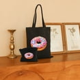 thumbnail image 2 of GOSMITH 2 Pcs Canvas Tote Bags Cute Aesthetic Tote Bags with Zipper Donut Crew Matching Friend Family Donut Lover Birthday Shoulder Bag Black, 2 of 8