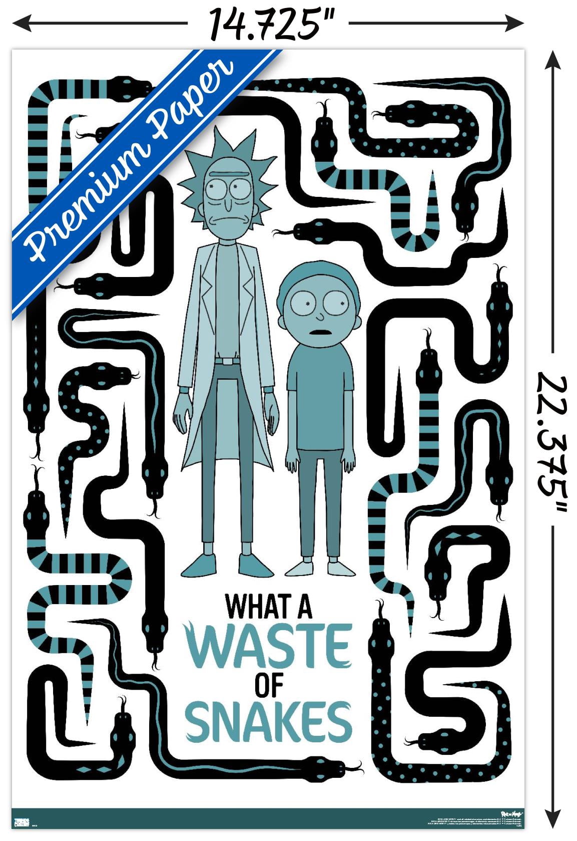 Rick and Morty - Waste of Snakes Wall Poster, 14.725" x 22.375"