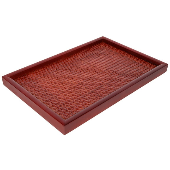 BERTDOMD Woven Basket Bamboo Wood Bread Tray Dessert Display Plate Dessert Tray Fruits Plate