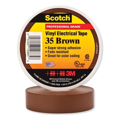 Pack of 1 - 1700C-Brown-3/4x66FT-Vinyl Color Coding Tape 3/4inx66Ft 1.5 Core 