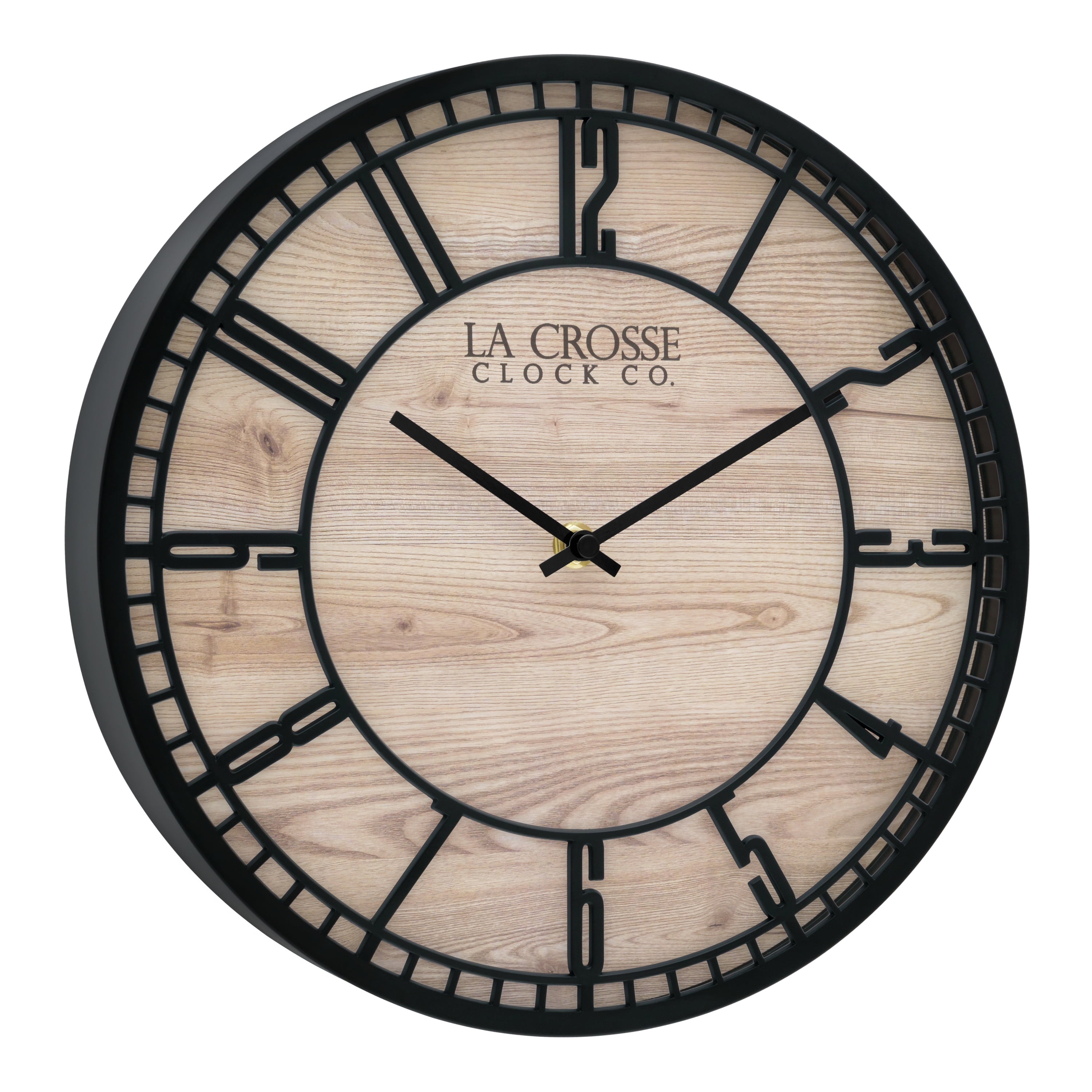 La Crosse Clock 11.5" Barrow Black Contemporary Analog Quartz Wall Clock, 404-3629