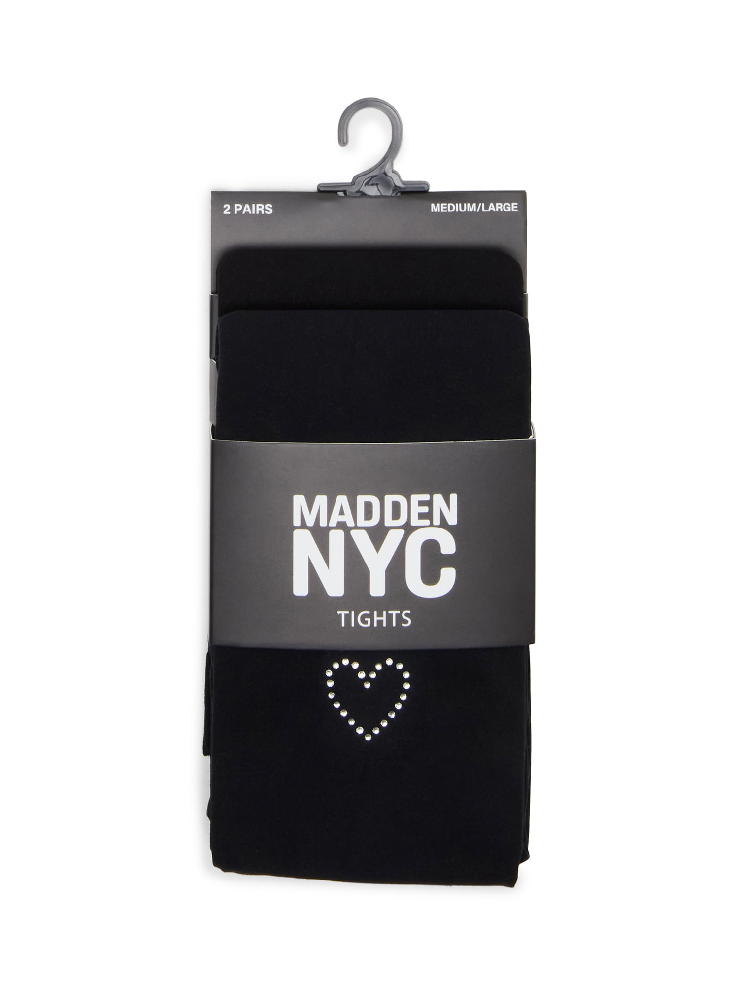 Madden NYC Women’s Rhinestone Heart Tight, 2-Pack, Sizes S-XL