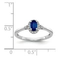 thumbnail image 3 of 14K White Gold Ring Band Gemstone Sapphire Oval Blue Diamond Round, Size 5, 3 of 3