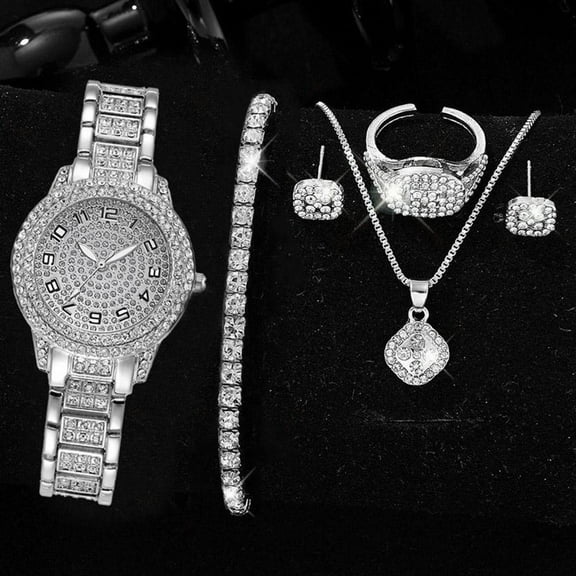 ZOUBAOQ Womens Premium Crystal Accented Bangle Watch and Bracelet Set, Diamond Watch for Women Watch Bling Rhinestone Watches,Wedding Jewelry Sets, for Valentines Day Gifts