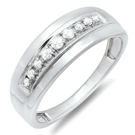0.23 Carat (ctw) Sterling Silver Round Real Diamond Men's Wedding Anniversary Band Ring 1/4 CT