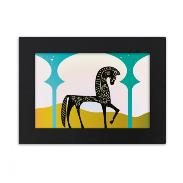 Château Rêve Princesse Style Cheval Bleu Jaune Photo Cadre Ornements Image Art Peinture