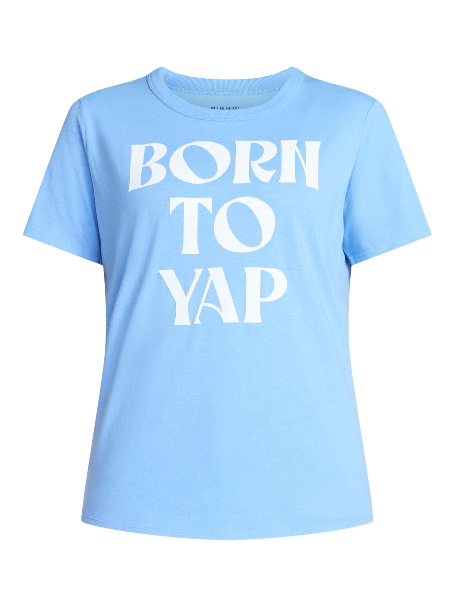 Born to Yap Women's Graphic Everyday Tee with Short Sleeves, Sizes XXS-XXL