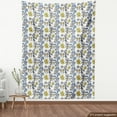 thumbnail image 3 of Garden Fabric by the Yard Upholstery, Romantic Peony Hydrangea and Blue Violet Blossoms in Sketch Art Style, Decorative Fabric for DIY and Home Accents, 1 Yard, Dark Grey Yellow by Ambesonne, 3 of 4