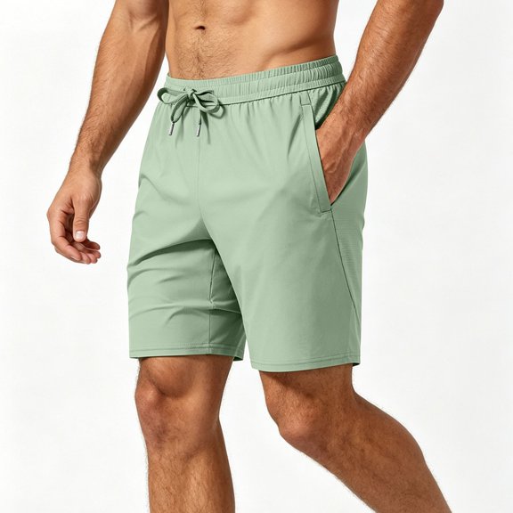 Aimik Men's Athletic Drawstring Shorts Side Zipper Pockets Stretch Fabric Summer Sports Shorts for Gym Workout