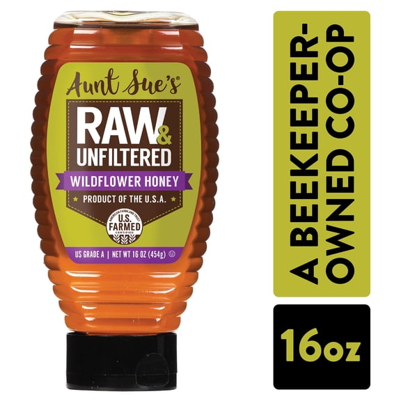 Aunt Sue's® Raw and Unfiltered Wildflower Honey 16 oz- All USA Honey