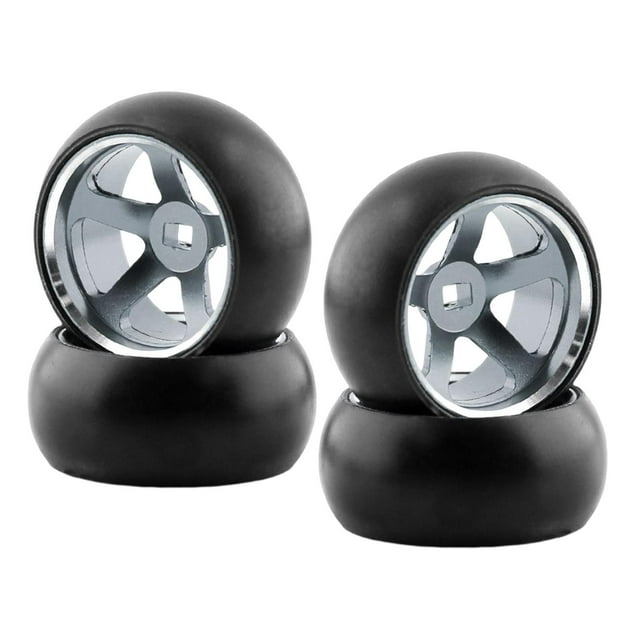 4 piezas de neumáticos de llanta de rueda RC llanta de rueda de cubo de neumáticos , argén
