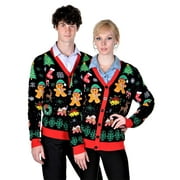SoCal Look Women's Ugly Christmas Sweaters Cardigan Gingerbread Medium Black