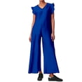 thumbnail image 1 of Mono sin mangas para mujer con pantalones anchos y mangas con volantes - Mezcla de lino, vestido para el trabajo, negocios, bailes y cócteles, 1 of 5