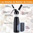 thumbnail image 3 of Dispensador de Crema Batida Sifón Crema Batida Máquina Profesional de Batir Crema, Fabricante Espuma de Batido con 3 Boquillas, Batidor de Crema para Cremas Hechas en Tarta Postre Café, 3 of 4