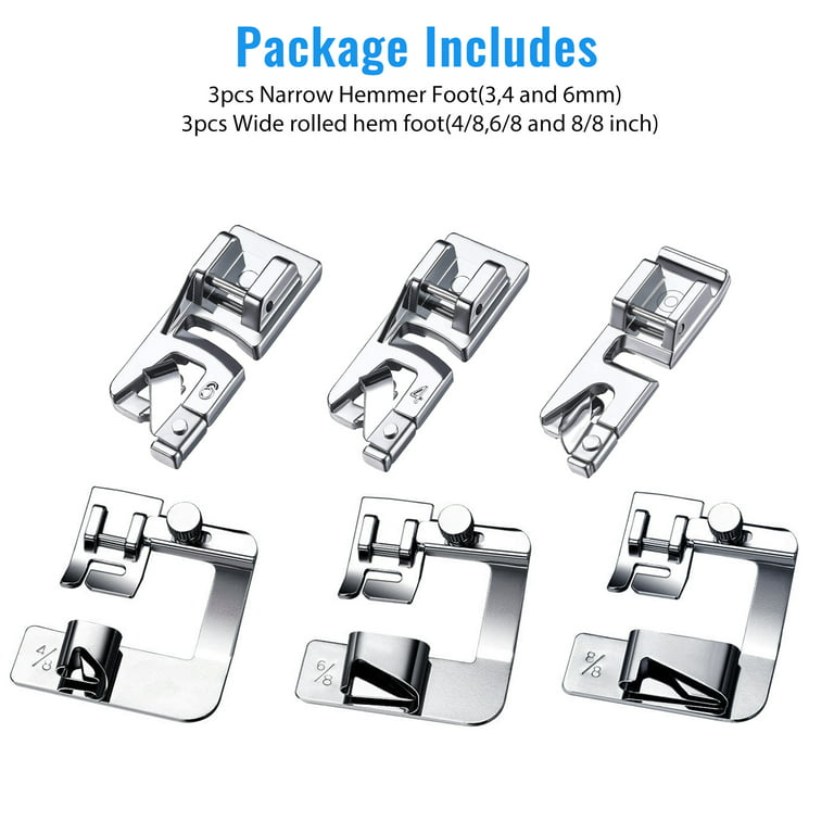 3pcs Rolled Hem Presser Foot, Wide Rolled Hem Foot Set For , Brother,  Babylock, Euro-Pro, Janome Low Shank Sewing Machines