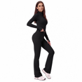 thumbnail image 6 of Veballensty Women's 2 Piece Yoga Outfit, Zip Up Long Sleeve Cropped Jacket & High Waist Flared Leggings Workout Tracksuit for Gym Running, 6 of 9