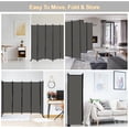 thumbnail image 3 of 6 Panel Folding Privacy Screen 9ft Wide, 6ft Tall Partition Room Divider Portable Office Walls Dividers Room Separator, Grey, 3 of 4