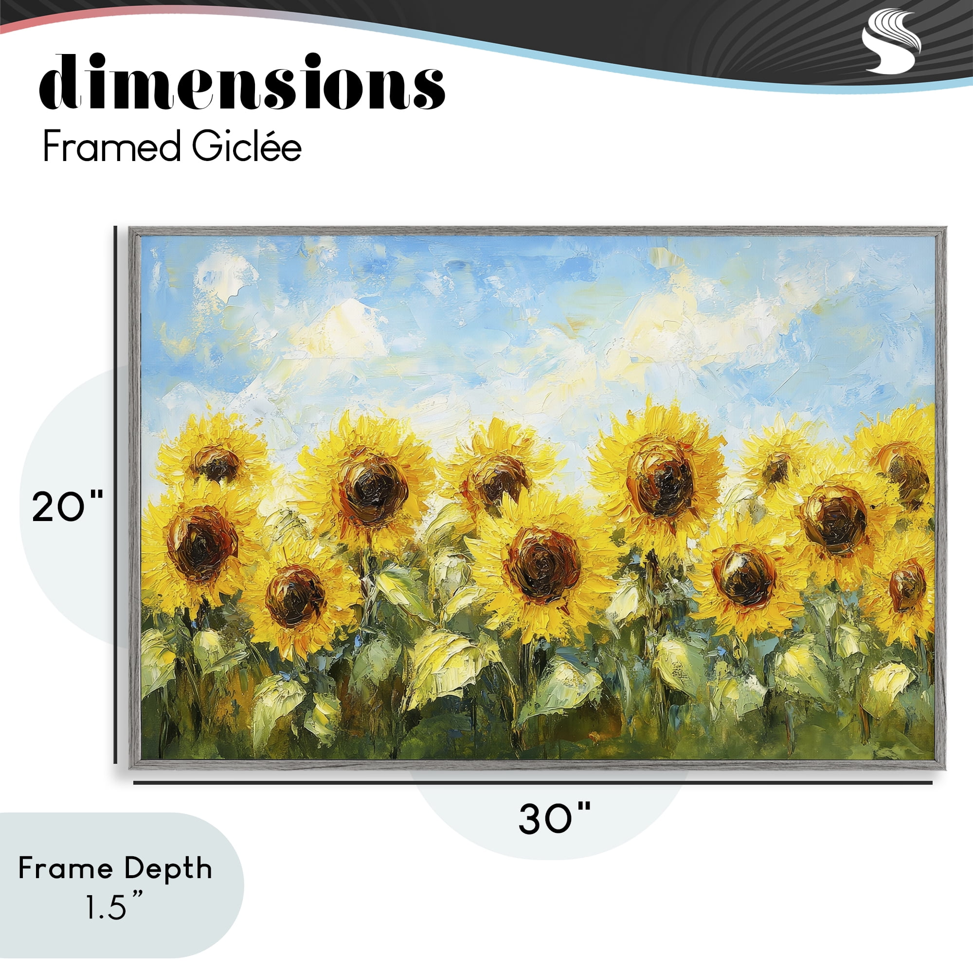 Stupell Industries Impressionist Sunflowers Horizon Gray Framed Giclee Art, design by Petal Prints Design