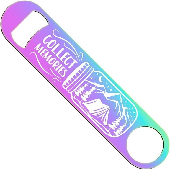 Camping Pattern Metal Flat Bottle Opener Rainbow Funny Bottle Opener Heavy Duty Stainless Steel Bottle Opener for Home Kitchen Bar Restaurant Gift for Friends 7inch DIY Mountain