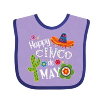 Inktastic Happy Cinco de Mayo- Sombrero, Cactus, Flowers Boys or Girls Baby Bib