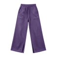 thumbnail image 2 of Aezemi Women High Waisted Long Sweatpants Split Hem Loose Fit Elastic Waist Drawstring All Match Trousers Fashion Casual Palazzo Fall Spring Trendy Pants with Pockets XL, 2 of 5
