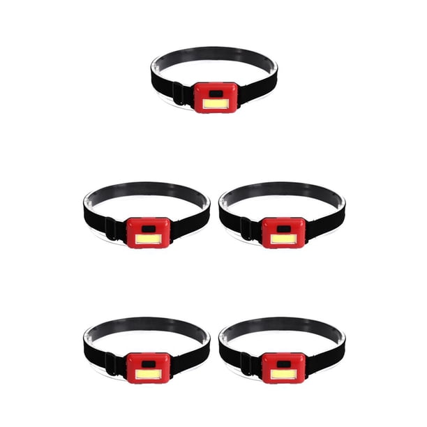 Soidarity Linterna frontal LED Senderismo Luz de cabeza ajustable Linterna de emergencia con pilas Equipo de lámpara de mochilero Rojo Rojo 5piezas