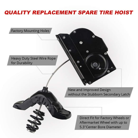 WMPHE Spare Tire Hoist Compatible with 1997-2003 Ford F150 F250 Heritage Lobo 2002 Lincoln Blackwood Spare Tire Winch Carrier Replacement for 924-526 1L3Z1A131AA 2L3Z1A131AA