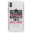 thumbnail image 1 of DistinctInk Clear Shockproof Hybrid Case for iPhone XS Max (6.5" Screen) - TPU Bumper Acrylic Back Tempered Glass Screen Protector - Science Teacher Basically I'm a Wizard, 1 of 5