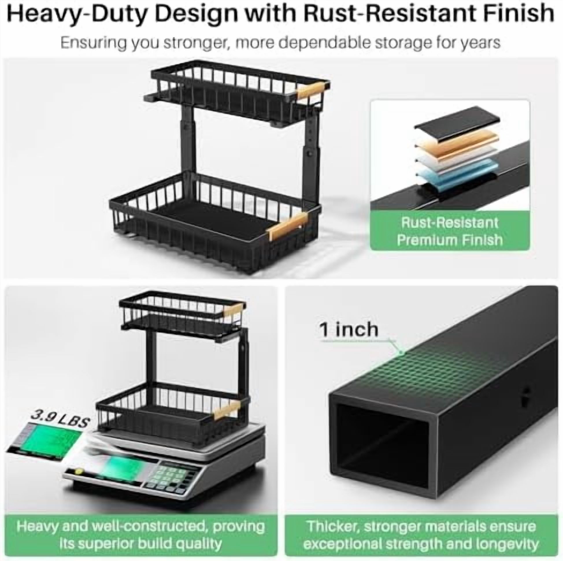 Under Sink Organizer, 2 Tier Under the Sink Storage, Slide out Pull out Cabinet Organizer Shelf, Metal Sliding Drawer for Kitchen Bathroom Pantry Closet Organization Rack, Black, 2 Pack